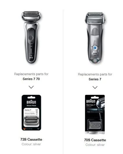 Braun Series 7 New Generation Electric Shaver 73s Replacement Head Compatible with 7020s 7025s 7085cc 7027cs 7071cc and 7075cc Shavers (Pack of 2)