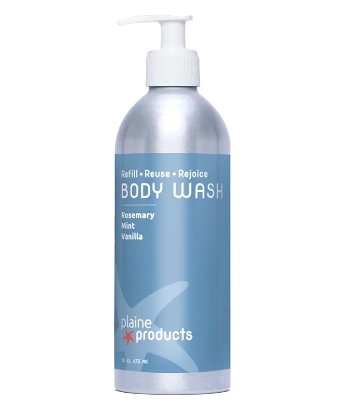 Plaine Products Returnable Refillable Body Wash: Rosemary Mint Vanilla 16 oz (Original with pump)