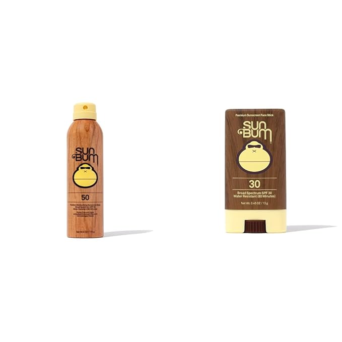 Sun Bum Original SPF 50 Sunscreen Spray + SPF 30 Sunscreen Face Stick Bundle | Vegan and Reef Friendly