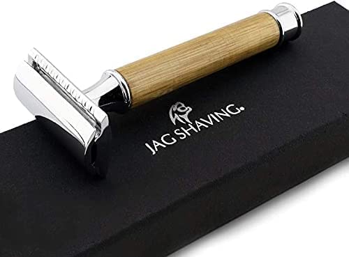 Jag Men's and Women's Sustainable Wet Razor with Bamboo Handle Double-Edged Razor with Elegant Case