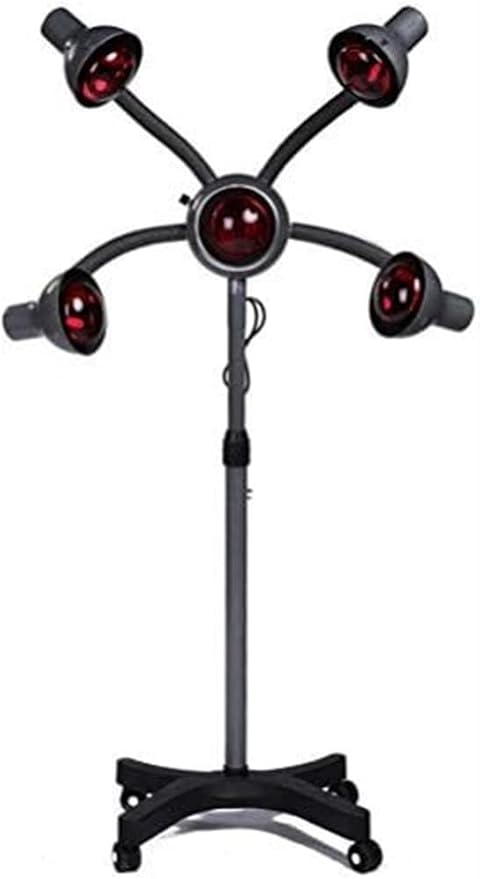 5 Head Infrared Heat Lamp Salon Hair Steamer 750W Hair Dryer Color Processor Spa Barber Adjustable Temperature Equipment with Rolling Wheels Bulbs