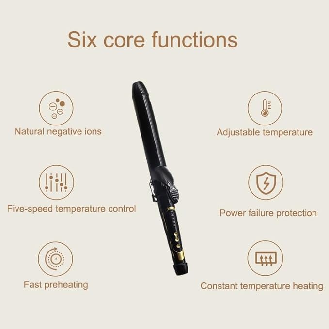 DONGXIAO Curling Iron for Long Hair Electric Curling Iron Professional Curling Iron Negative Ion Temperature Control Does Not Hurt Hair Permanent Hair Curler Curler for Long Hair (Size:28MM)