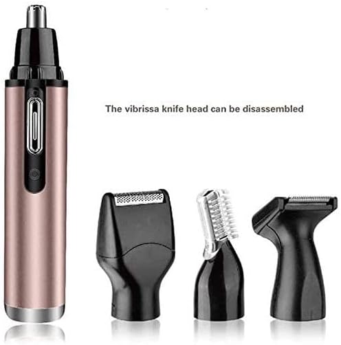 4 in 1 Nose Hair Trimmer and Eyebrow Trimmer USB Rechargeable Waterproof Eyebrow Razor Nasal Hair Trimming Tool for Travel Bathroom Camping Easy Cleansing (Color : Gold)