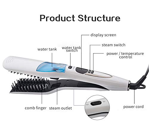 Negative Ions Hair Straightening Brush Fast Heat up for Thick Coarse Long Hair - White