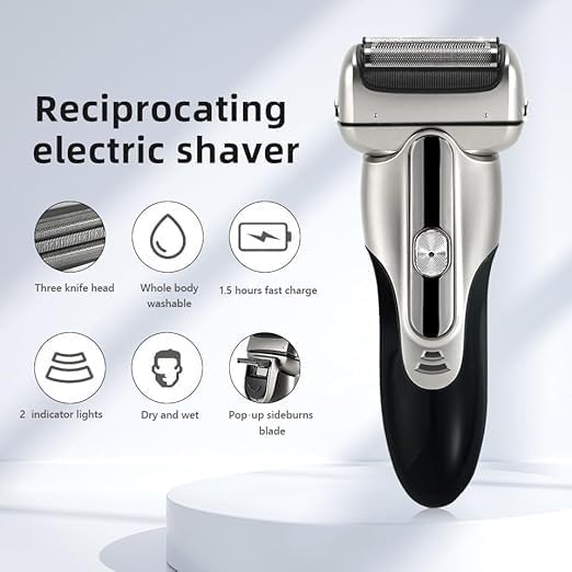 Electric Shavers for Bald Men Reciprocating Electric Shaver 3 Blade Shaving System USB Rechargeable Shaving Machine for Men