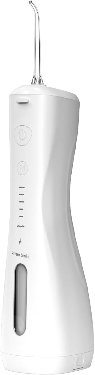 AquaFlux Water Flosser Cordless Dental Irrigator with 6 Modes 240ml Tank IPX7 Waterproof 30-Day Battery Life 8 Tips Included