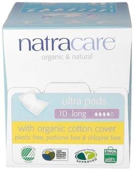 Natracare Ultra Pads with Wings Long 10 Count (Pack of 12)
