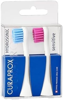Curaprox Hydrosonic Brush Heads Rainbow Sensitive Duo – for Gentle Gum Care &amp Effective Cleaning | Blue/Pink 2-Pack | Compatible with All Curaprox Sonic Models | Swiss Made