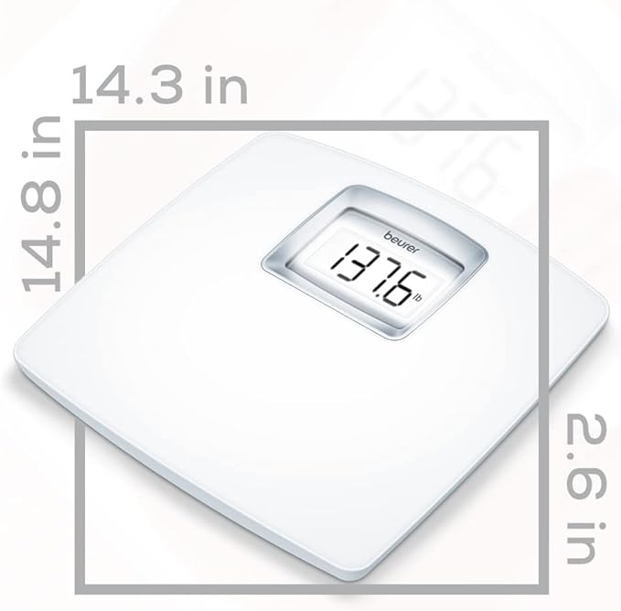 Beurer PS25 Digital Bathroom Scale for Body Weight – 400lb Capacity Auto-Calibrate XL Backlit Display – Glass Precise and Accurate Body Scale
