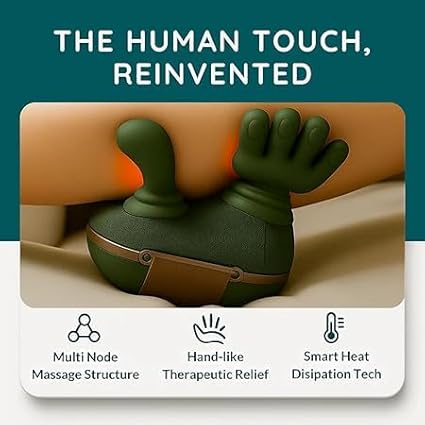 4D Deep Kneading Neck and Shoulder Massager with Heat Portable Electric Massage Pillow for Pain Relief - Hands-Free Rechargeable for Home Office Travel Use