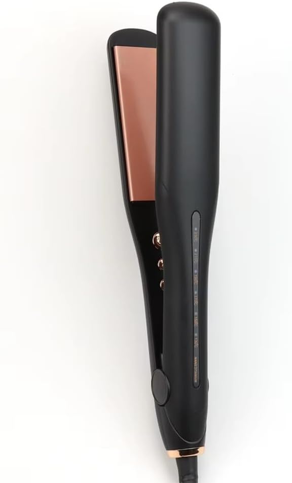 Professional Hair Straightener with Ceramic Coating Plates Black and Rose Gold Fast PTC Heater Technology 2-in-1 Straightening and Curling Iron
