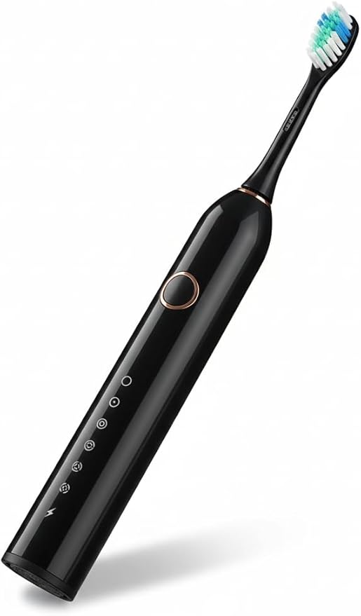 Amailtom Electric Toothbrush with Travel Case Sonic Type for Adults &amp Teens 6 Modes 40000 VPM Electric Motor IPX7 Waterproof 2 Minutes Timer