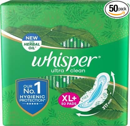Whisper Ultra Clean XL+ Sanitary Pad (Pack of 50)