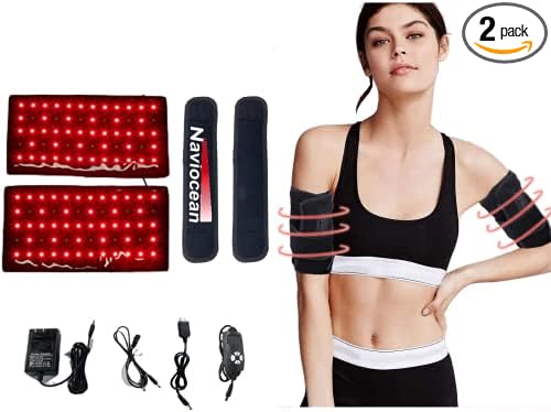 2Pcs Infrared Red Light Thera-py Arm Belt 660nm and 850nm Red Light Thera-py Arm Wrap with Timer &amp Brightness Setting Red Light Arm Pad for Arm Knee Shoulder Joints Muscle Pain Relief