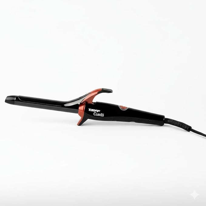 TAIFF Curves Professional Black Titanium Curling Iron – High-Performance Hair Curler &amp Rizadora para Cabello with Dual Voltage | Fixed Temperature 410°F | 3/4”