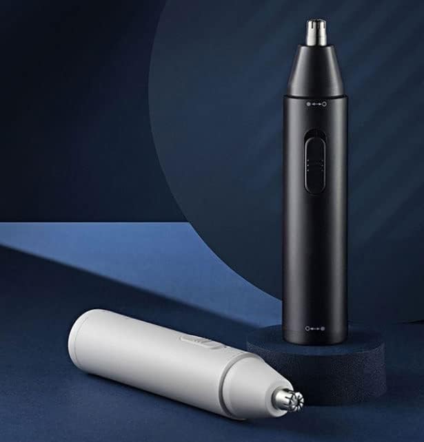 Ear and Nose Hair Trimmer Clipper Portable Waterproof 360° Rotating Nose Hair Trimmer with Snap-fit &amp Push-up Switch for Ears Nose &amp Eyebrow Trimming at Home Easy Cleansing (Color : White)