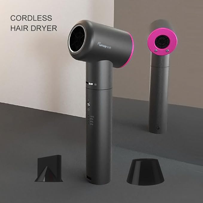 Anion Hair Dryer Hot Air and Cold Air Available Negative Ion Cordless Hair Blower USB Output As Power Bank for Digital Charging Smart Battery Indicator Travel Hair Blower