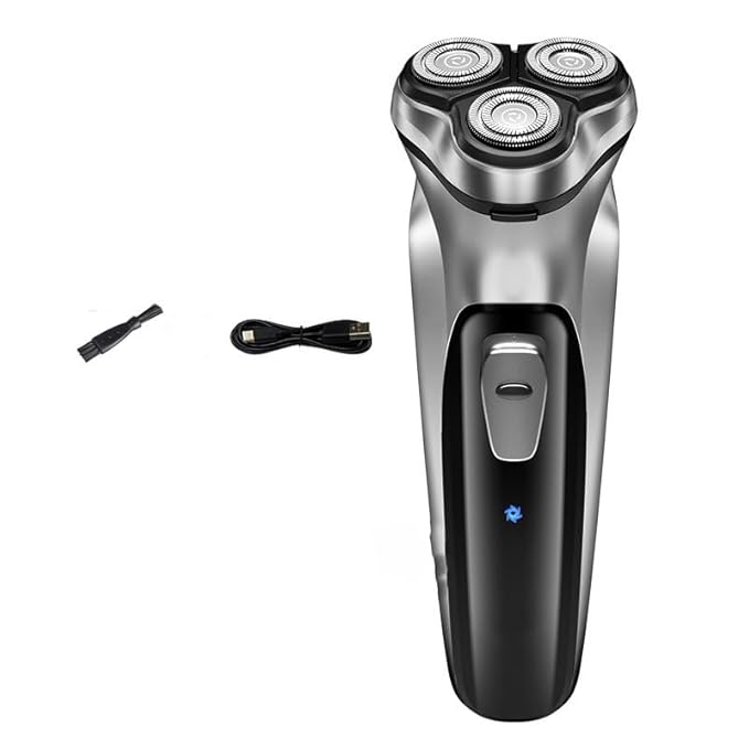 Head Shavers for Bald Men Electric Face Shaver Razor for Men 3D Floating Blade Washable USB Rechargeable Shaving Beard Machine (Color : Silver)
