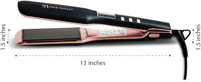 SR Heir Tools Ceramic Flat Iron 1.5 Inch Curl and Straighten with 1 Tool 480 Degree Ceramic Hair Straightener Safe for Wigs and Natural Hair (Black)
