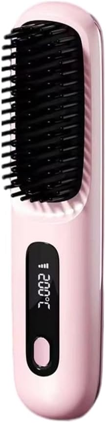 2025 Cordless Hair Straightener Brush – 3 Heat Settings USB Rechargeable 2-in-5 Straightener &amp Curler Ionic Anti-Static for All Hair Types