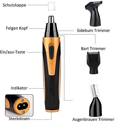 4 in 1 Nose and Ear Hair Trimmer USB Rechargeable Nose Hair Trimmer for Men and Women Waterproof Easy Cleaning Stainless Steel and Dual Edge Blades (Black/Orange)