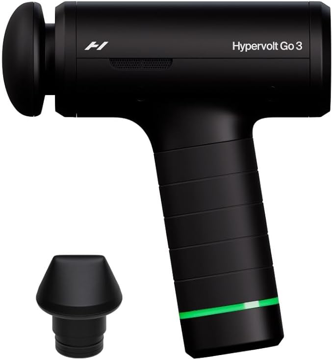 Hyperice Hypervolt Go 3 – Compact Handheld Percussion Massage Gun with QuietGlide Technology | 3 Speeds Portable Lightweight Design | Helps Relieve Muscle Soreness and Improve Recovery