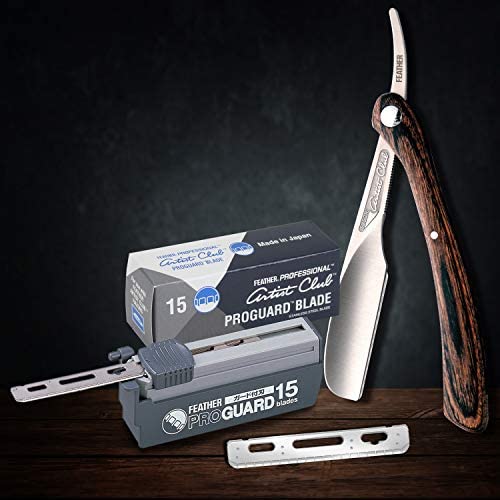 Feather Artist Club ProGuard Razor Blades - (3 Pack of 15) - Single Straight Edge Razor Blades with Guard Refills for Shaving - For Men &amp Barbers
