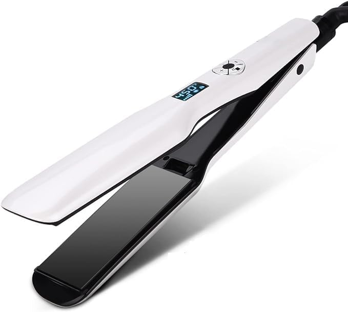 Hair Straighteners Wide Plates Tourmaline Ceramics Professional 1.8 inch Flat Iron with LCD Display 12 Speed Temperature Control Dual Voltage PTC Fast Heating Straighter