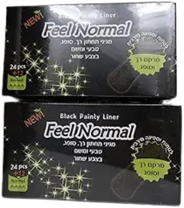 Feel Normal Disposable Black Panty Liners for Women 36 pcs with Protective Layer for Extra Protection Against Leaks. Pack of 2