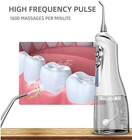 Portable Cordless Dental Oral Irrigator Water Flosser USB Rechargeable and Portable Oral Irrigator IPX7 Waterproof Water Dental Flossing 320ML Water Tank