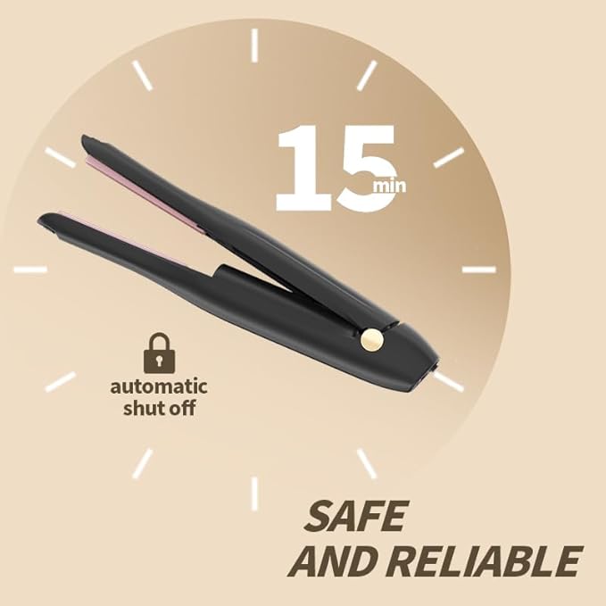 Cordless Hair Straightener and Curler 2 in 1 Ceramic Flat Iron Mini Cordless Portable Travel Hot Tools Straight Curl for Women Men USB Rechargeable with Pouch for Fine to Thick Hair