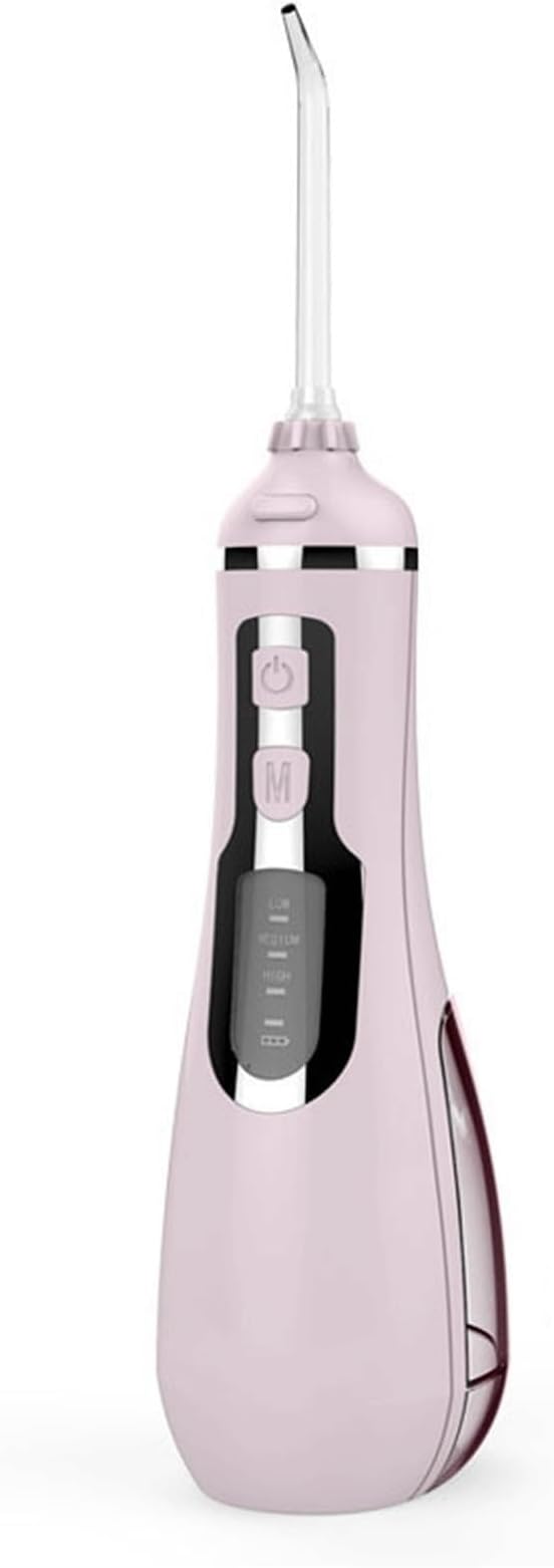 Water Flosser Portable Dental Oral Irrigator Rechargeable Waterproof Teeth Cleaner for Home and Travel -200ml Detachable Reservoir(Pink)