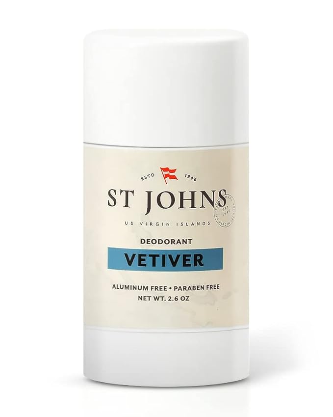 St. John Vetiver Aluminum Free Deodorant with Aftershave and Cologne | Made with Bay Leaves from The Virgin Islands | Bay Leaf After Shave Fragrance for Men | (8 oz Splash Bottle)
