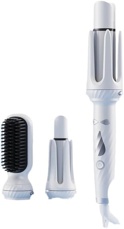 3-in-1 Automatic Curling Iron Multifunctional with 1 1.26 Interchangeable Barrel Salon Curls Waves Hair Straightener Brush for All Hair Lengths (Blue)