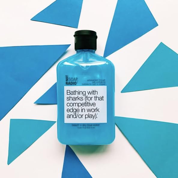 Not Soap Radio Bathing with sharks | Beach and sky blue water with Royal Jelly extract Moisturizing Body Wash for Women and Men | Paraben and Sulfate Free