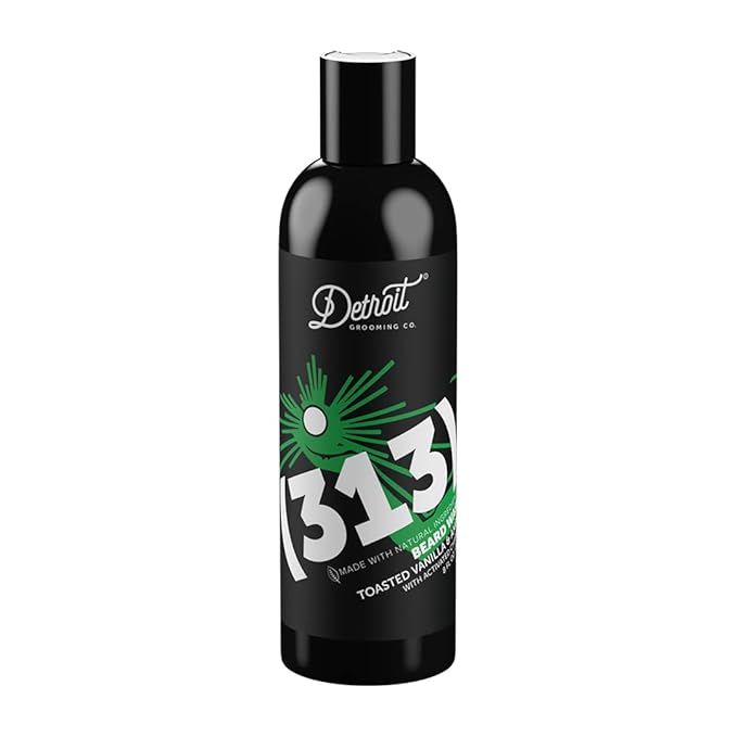 Detroit Grooming Co. Beard Wash - Men's Beard Shampoo - Deeply Cleanses &amp Refreshes Beards - Aloe Vera with Essential Oils - Beard &amp Mustache Cleanser - Toasted Vanilla &amp Amber Scent - 313
