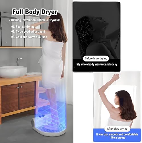 1350W Negative Ions Body Heater Blow Dryer - Waterproof IPX7 Foot Touch Screen Hair Dryer for After Shower Ideal for Bathrooms Hotels &amp Gyms No Scale Build-Up