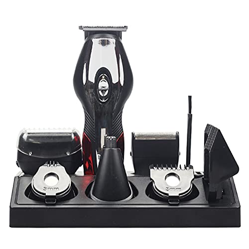 Beard Trimmer Cordless Hair Clippers Hair Trimmer for Men Waterproof Body Mustache Nose Ear Facial Cutting Groomer Electric Shaver 6 in 1 Grooming Kit (Red)