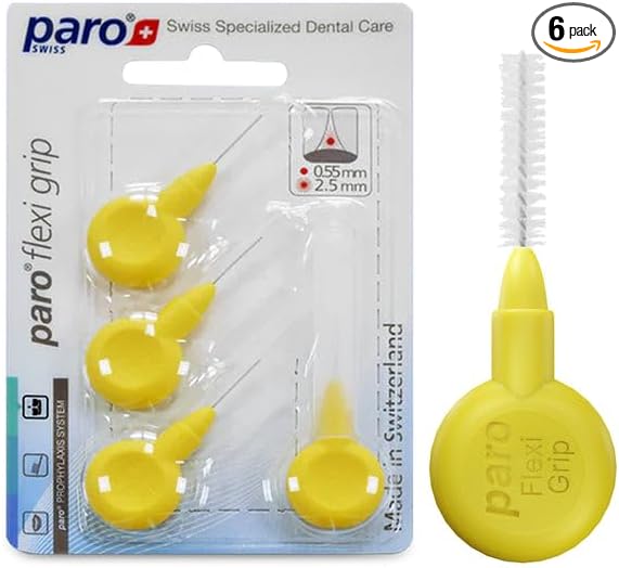 Paro Swiss FlexiGrip Xx-Fine Yellow Cylindrical 2.5 Mm 4 Pcs. 6 Pack