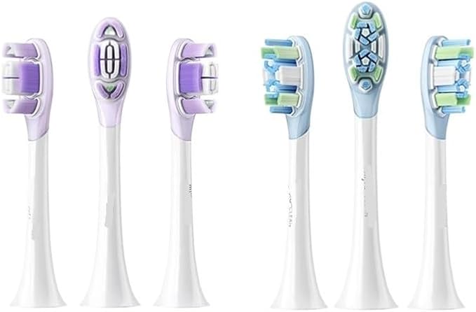 Compatible for Mijia Electric Toothbrush Brush Head 3/6PCS Compatible for Sonic Vibration Pro 4 Brushing Modes IPX8 Waterproof(6PCS Clean Version)