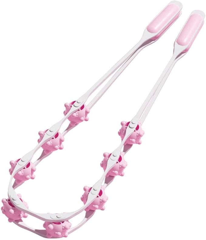 Back waist shoulders legs spine cervical spine massager eight-wheel pull-back massager pull-back strip (pink)