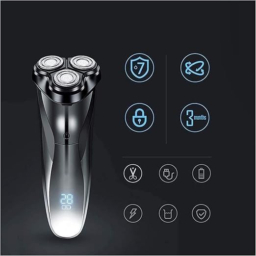 Electric Razor 3D Rechargeable Waterproof Electric Shaver Wet &amp Dry Rotary Shavers for Men Electric Shaving Razors with Pop-up Trimmer LED Display 150 Mins Battery Life for Shaving