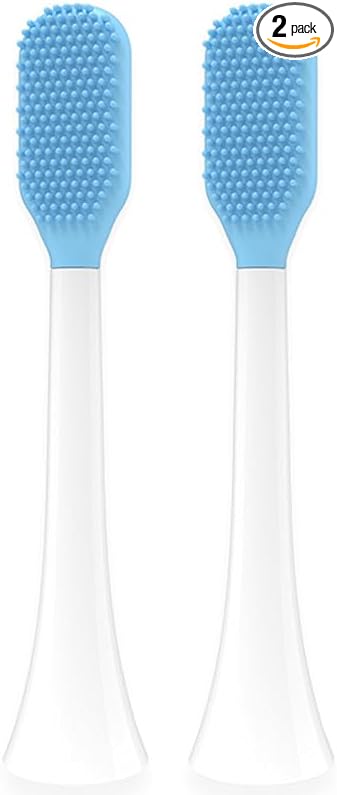 Tongue Scraper Heads Compatible with Philips Sonicare Click-On Handles – Gentle &amp Effective Tongue Cleaner Fresh Breath 2 Pack Replacement Brush Heads (White One Size)