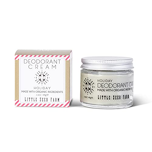 Little Seed Farm All Natural Deodorant Cream Aluminum Free Deodorant for Women or Men 2.4 Ounce - Holiday + Bright Yellow Jar Sleeves
