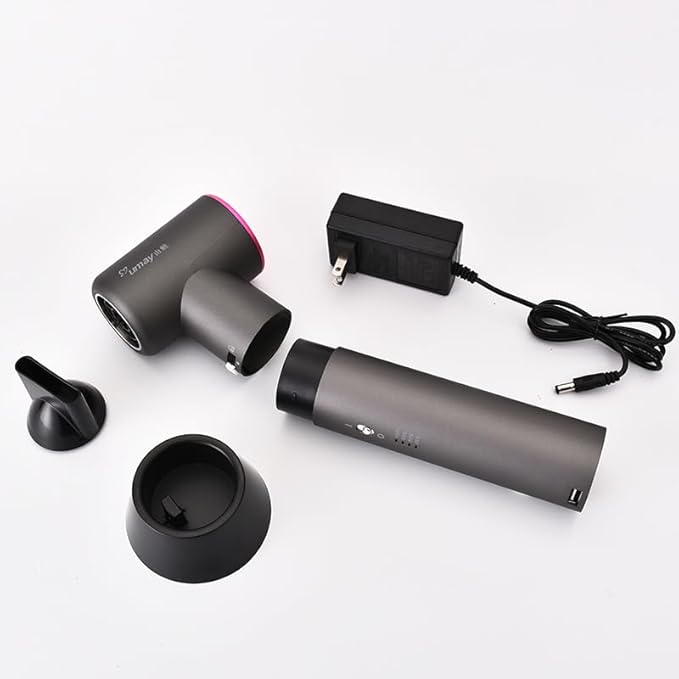 Anion Hair Dryer Hot Air and Cold Air Available Negative Ion Cordless Hair Blower USB Output As Power Bank for Digital Charging Smart Battery Indicator Travel Hair Blower