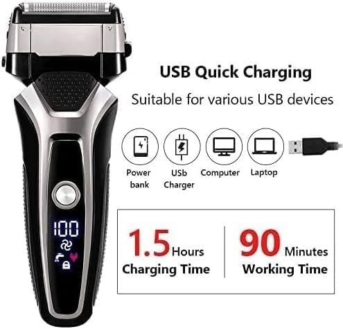 Men's Shaver USB Rechargeable Electric Shaver Stainless Steel Shaving Machine for Men 3D Triple Floating Blade Razor Shaver Barber Electric