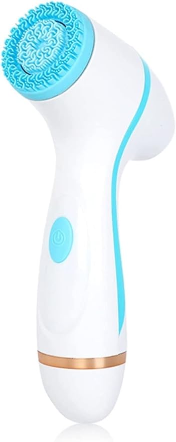 Silicone Facial Cleansing Brush 3 in 1 Electric Facial Cleansing Brush USB Charging Waterproof 2-Speed Adjustment Rotating Face Brush (Color : Blue)