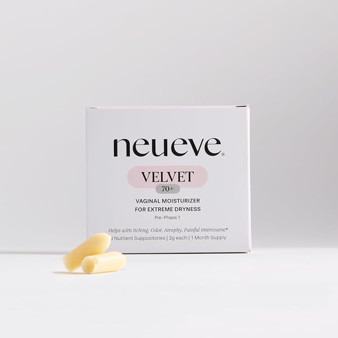 NeuEve Velvet Age 70+ Vaginal Moisturizer and Support – Hormone-Free All-Natural Formula for Comfort &amp Wellness | Pre-Phase 1 | 8 Count (1-Month Supply)