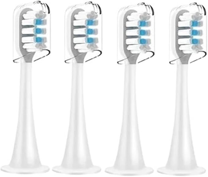 Replacement Brush Heads with Caps Sealed Package Soft for Sonic Electric Toothbrushes(4White)