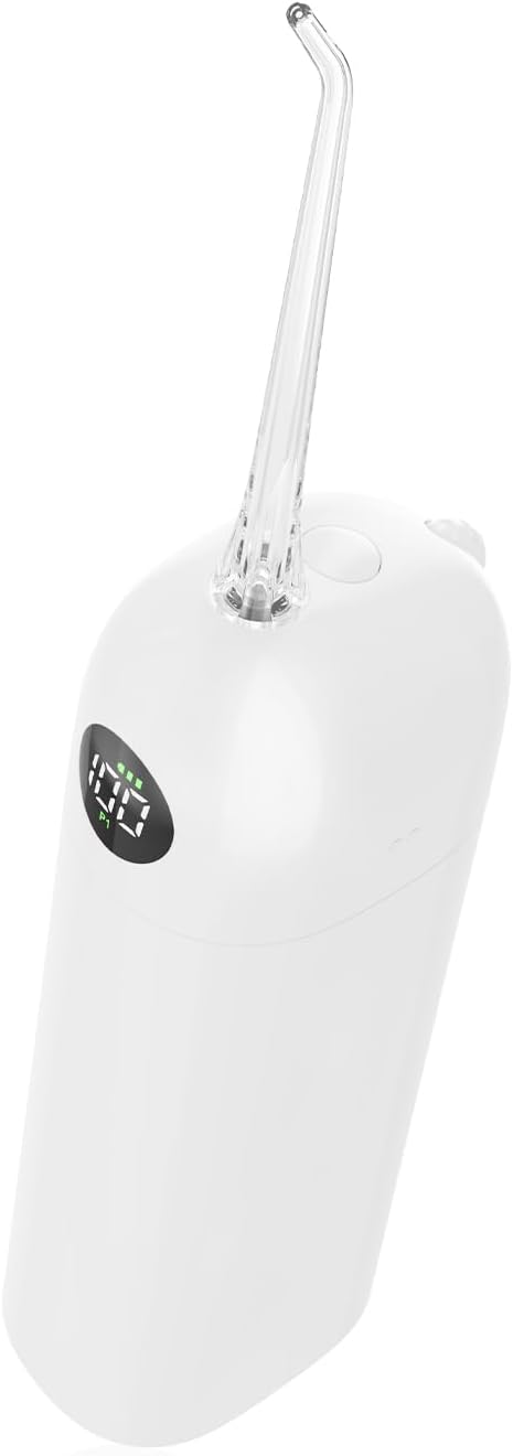 Portable Water Flosser for Teeth 100 Power Levels (0-150-PSI Variable Pressure) Mini Cordless Electric Floss for Tooth Cleaning and Flossing IPX7&amp250ML Water for Braces Aldult White
